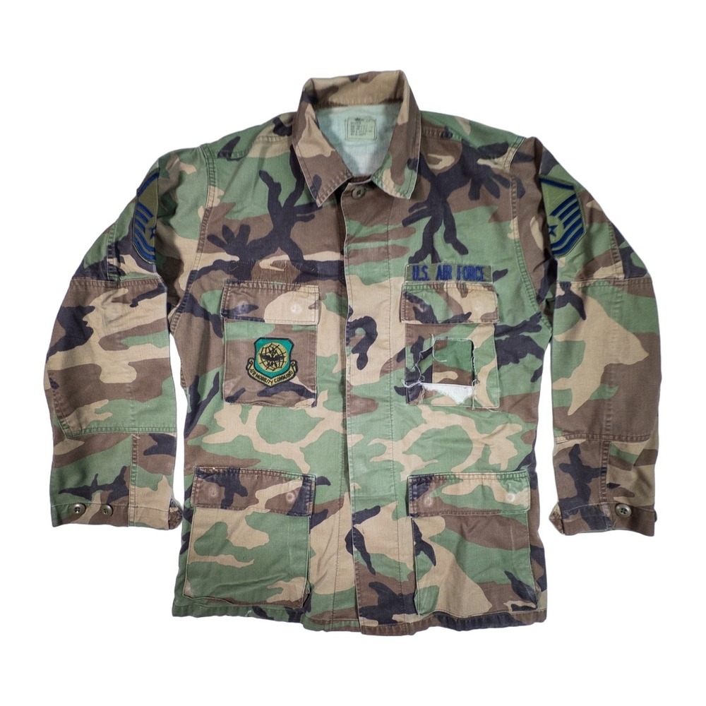 Vintage US Air Force Camo Field Jacket Small Regular Airman Utility Shirt Mens